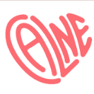 Text in a pink heart shape reading "Calne".
